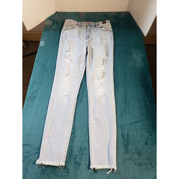 Abercrombie & Fitch Jeans Sz 8 Womens Blue Stretch Fray Hem Simone Skinny NWT - Picture 2 of 15